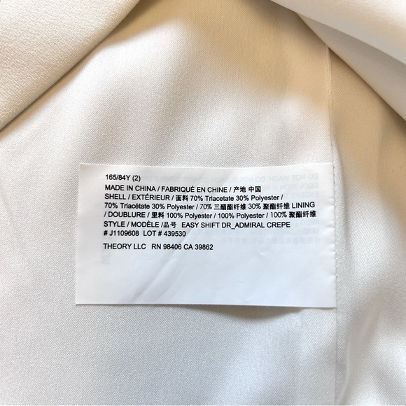 THEORY “Easy Shift Dress Admiral Crepe” In Cream - Picture 7 of 10